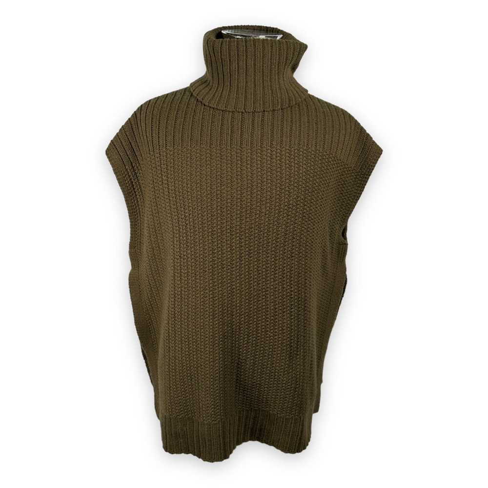 Theory Womens Bosley Fine Haven Sweater Turtleneck Tunic Brown Olive Petite S
